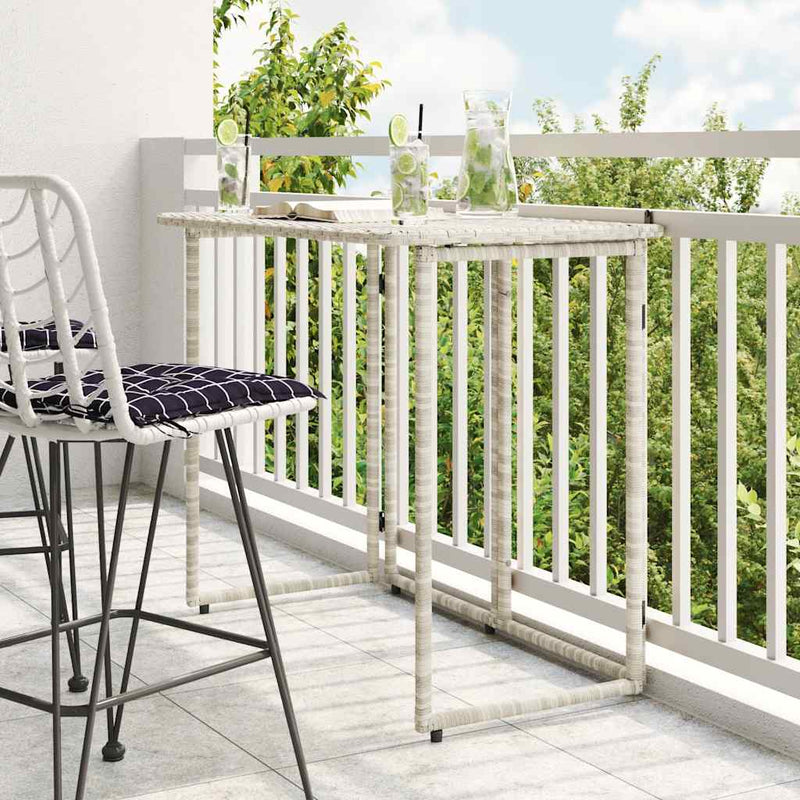 vidaXL világosszürke polyrattan összecsukható kerti asztal 90x51x75 cm