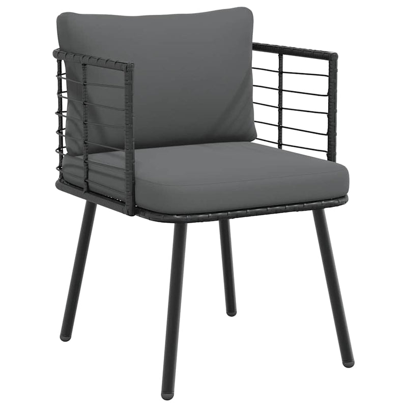 vidaXL fekete polyrattan kerti szék párnákkal