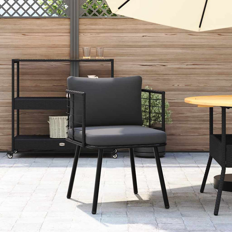 vidaXL fekete polyrattan kerti szék párnákkal