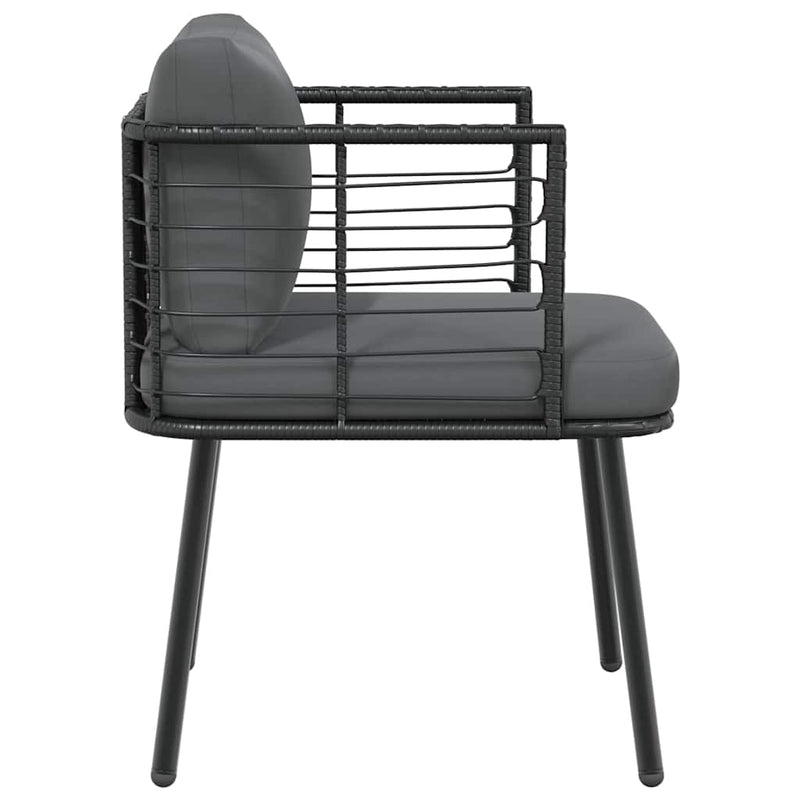 vidaXL fekete polyrattan kerti szék párnákkal