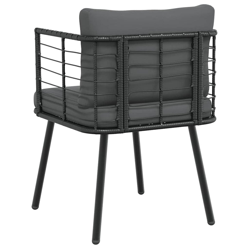 vidaXL fekete polyrattan kerti szék párnákkal