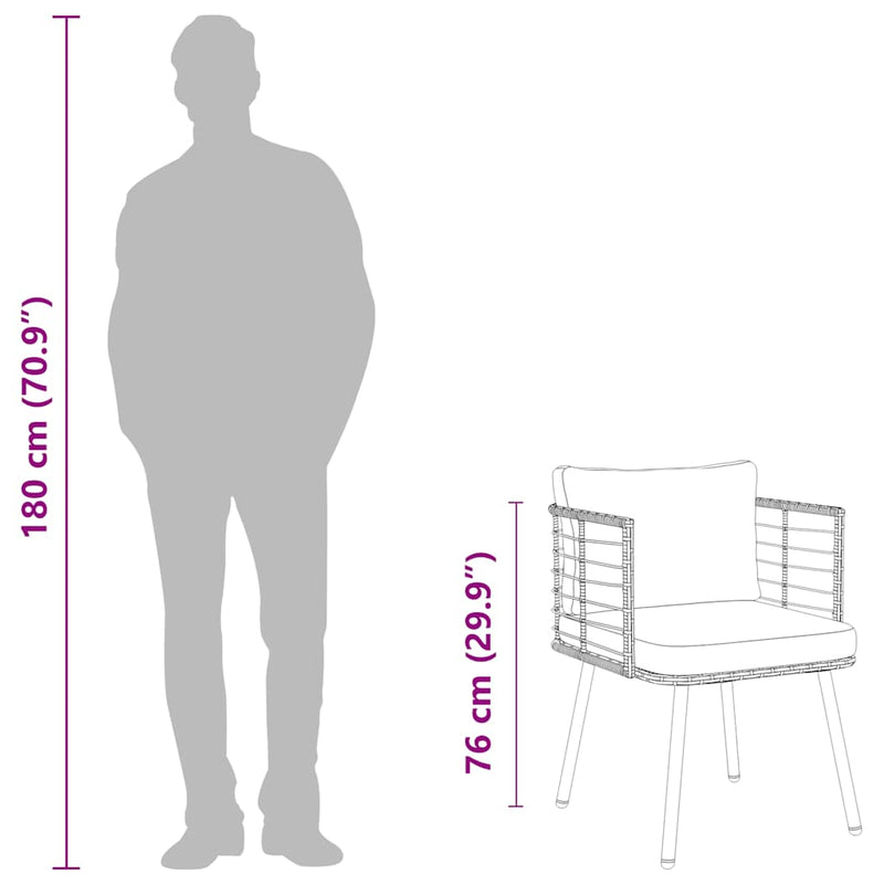 vidaXL fekete polyrattan kerti szék párnákkal