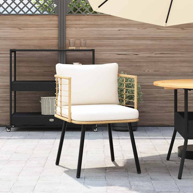 vidaXL természetes polyrattan kerti szék párnákkal
