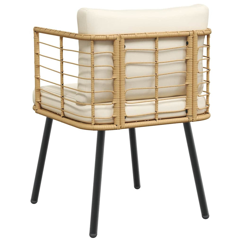 vidaXL természetes polyrattan kerti szék párnákkal