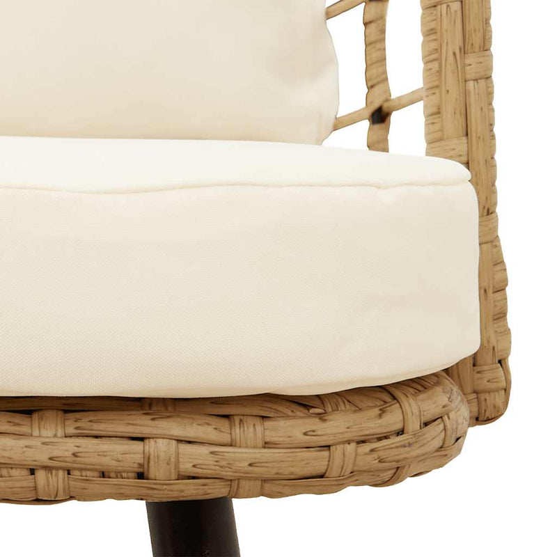 vidaXL természetes polyrattan kerti szék párnákkal