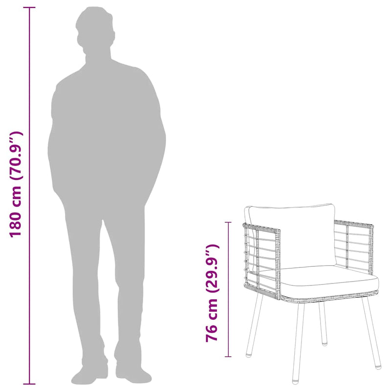 vidaXL természetes polyrattan kerti szék párnákkal