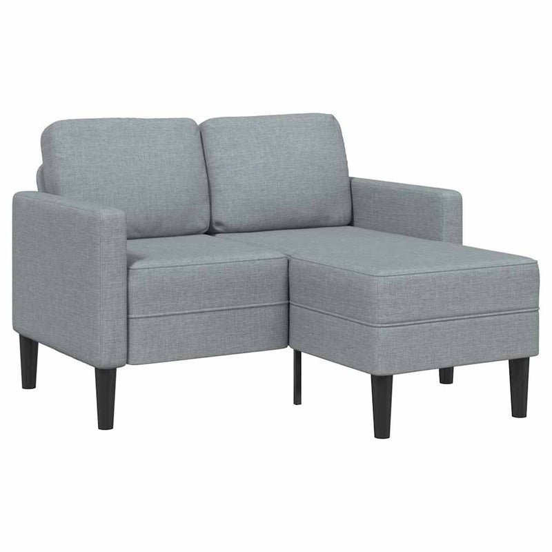 vidaXL világosszürke anyagból 2 üléses kanapé L-alakú kanapéval 125 cm