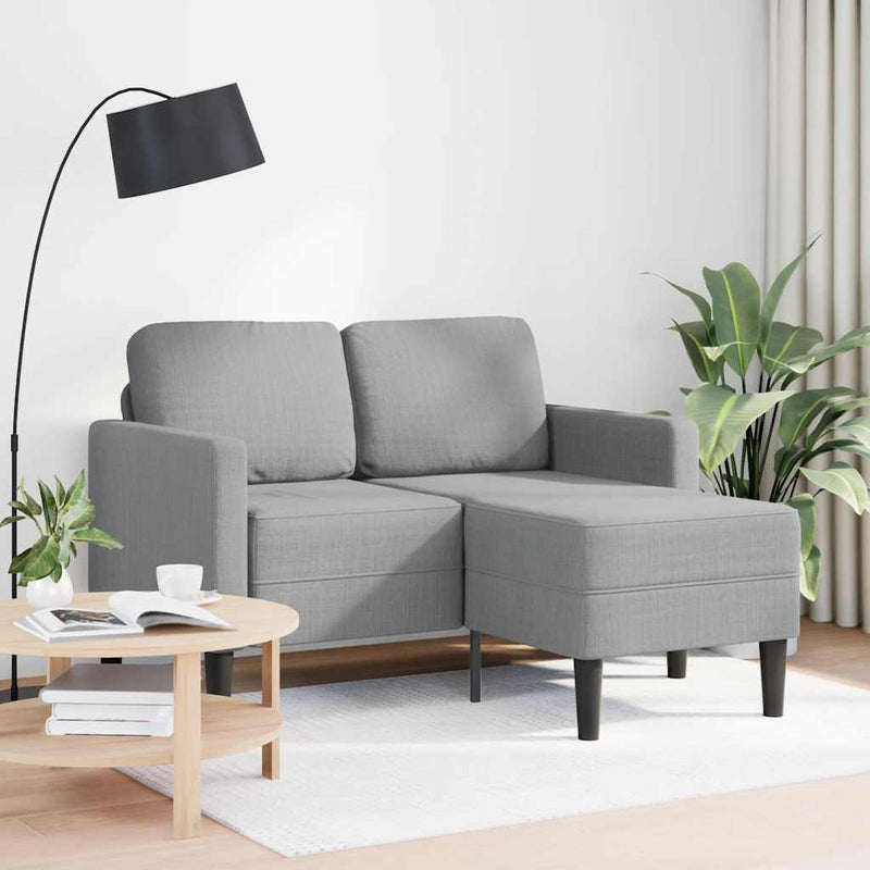 vidaXL világosszürke anyagból 2 üléses kanapé L-alakú kanapéval 125 cm