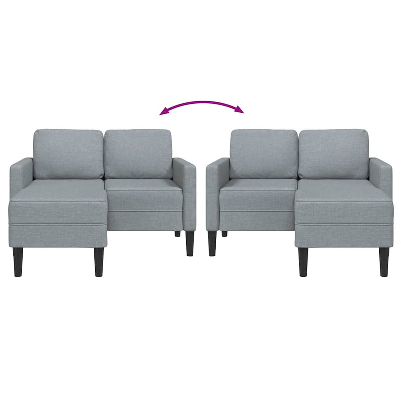 vidaXL világosszürke anyagból 2 üléses kanapé L-alakú kanapéval 125 cm