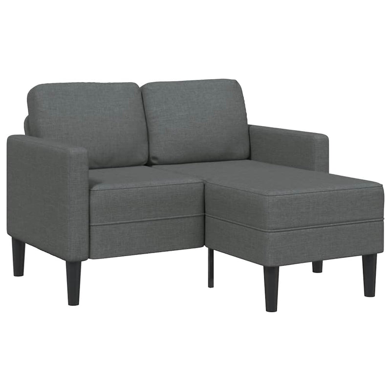 vidaXL kétszemélyes, L alakú kanapé heverővel, sötétszürke, szövetből készült, 125 cm
