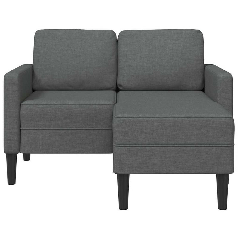 vidaXL kétszemélyes, L alakú kanapé heverővel, sötétszürke, szövetből készült, 125 cm