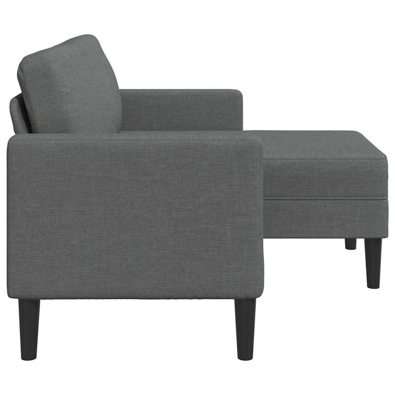 vidaXL kétszemélyes, L alakú kanapé heverővel, sötétszürke, szövetből készült, 125 cm
