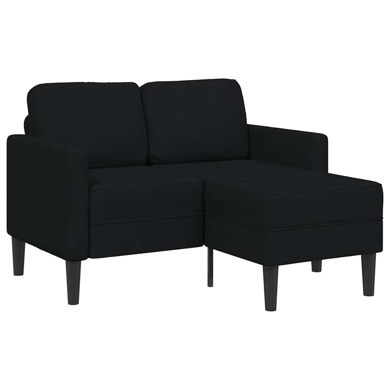 vidaXL fekete anyagból 2 üléses kanapé L-alakú kanapéval 125 cm