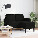 vidaXL fekete anyagból 2 üléses kanapé L-alakú kanapéval 125 cm
