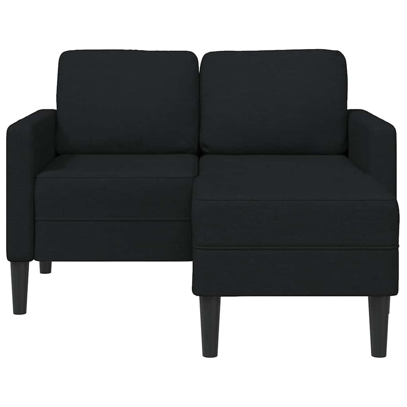 vidaXL fekete anyagból 2 üléses kanapé L-alakú kanapéval 125 cm