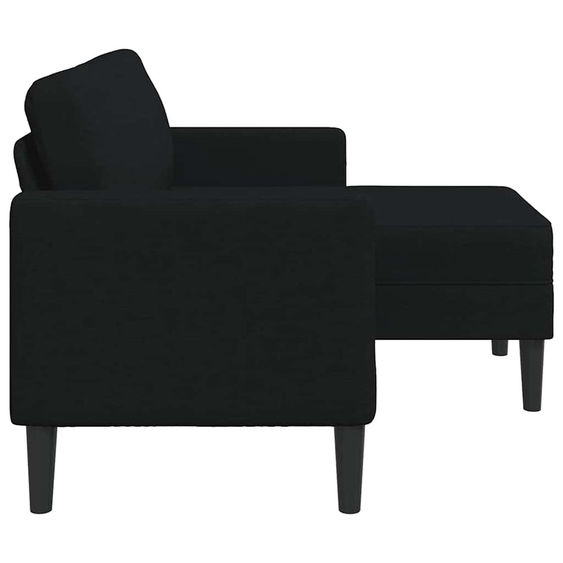 vidaXL fekete anyagból 2 üléses kanapé L-alakú kanapéval 125 cm