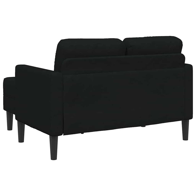 vidaXL fekete anyagból 2 üléses kanapé L-alakú kanapéval 125 cm