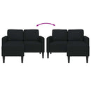 vidaXL fekete anyagból 2 üléses kanapé L-alakú kanapéval 125 cm