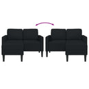 vidaXL fekete anyagból 2 üléses kanapé L-alakú kanapéval 125 cm