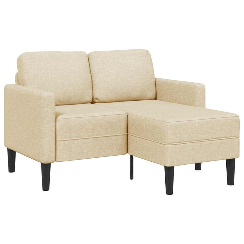vidaXL krémszínű anyagból 2 üléses kanapé L-alakú kanapéval 125 cm