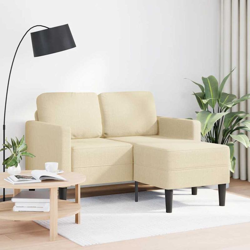 vidaXL krémszínű anyagból 2 üléses kanapé L-alakú kanapéval 125 cm