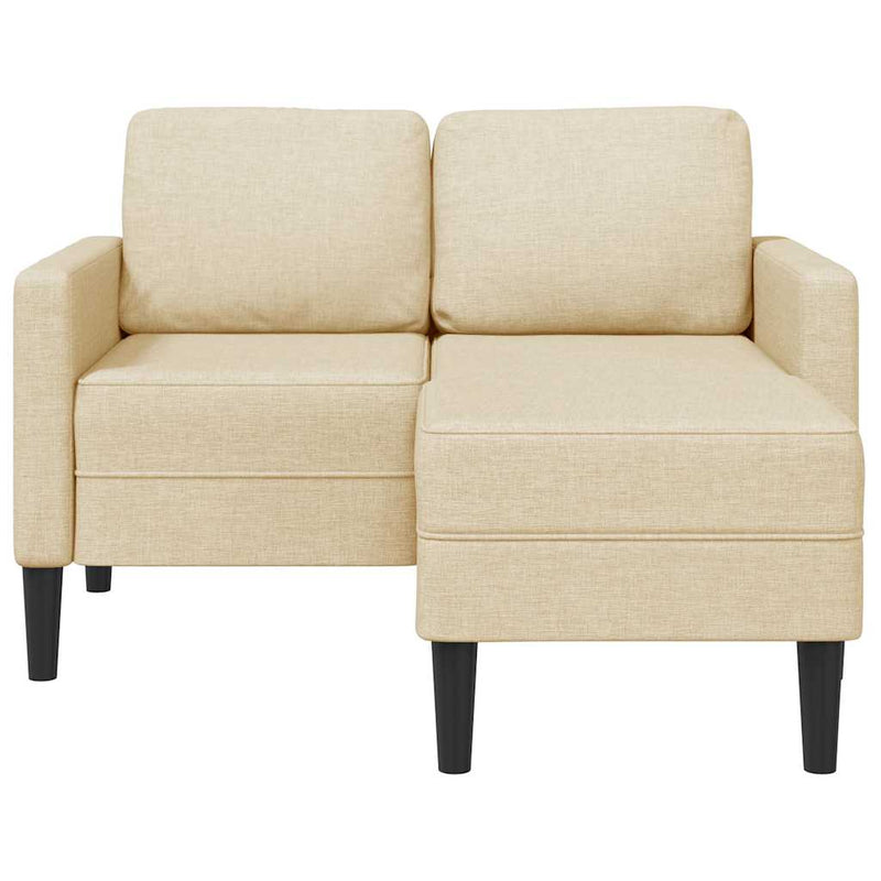 vidaXL krémszínű anyagból 2 üléses kanapé L-alakú kanapéval 125 cm
