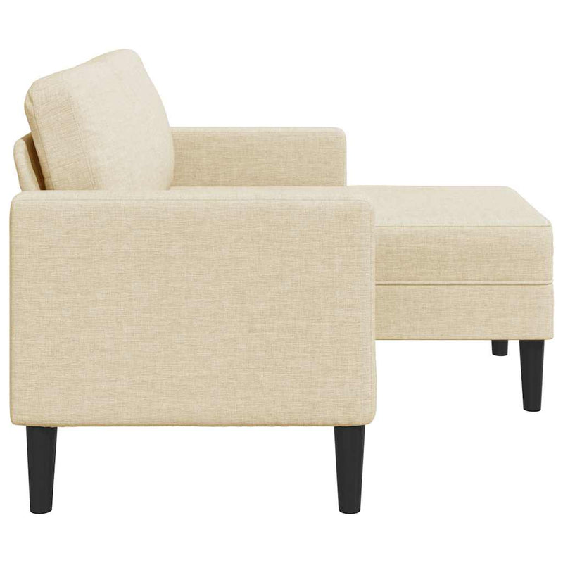 vidaXL krémszínű anyagból 2 üléses kanapé L-alakú kanapéval 125 cm