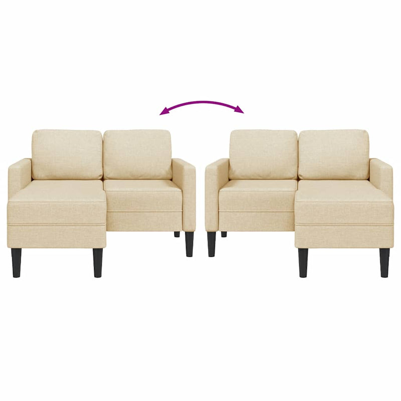 vidaXL krémszínű anyagból 2 üléses kanapé L-alakú kanapéval 125 cm