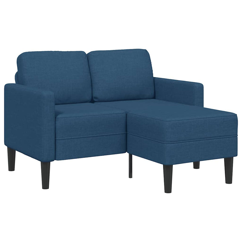 vidaXL kék anyagból 2 üléses kanapé L-alakú kanapéval 125 cm