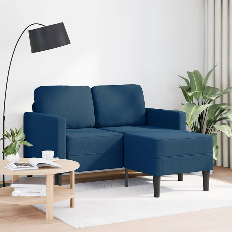 vidaXL kék anyagból 2 üléses kanapé L-alakú kanapéval 125 cm