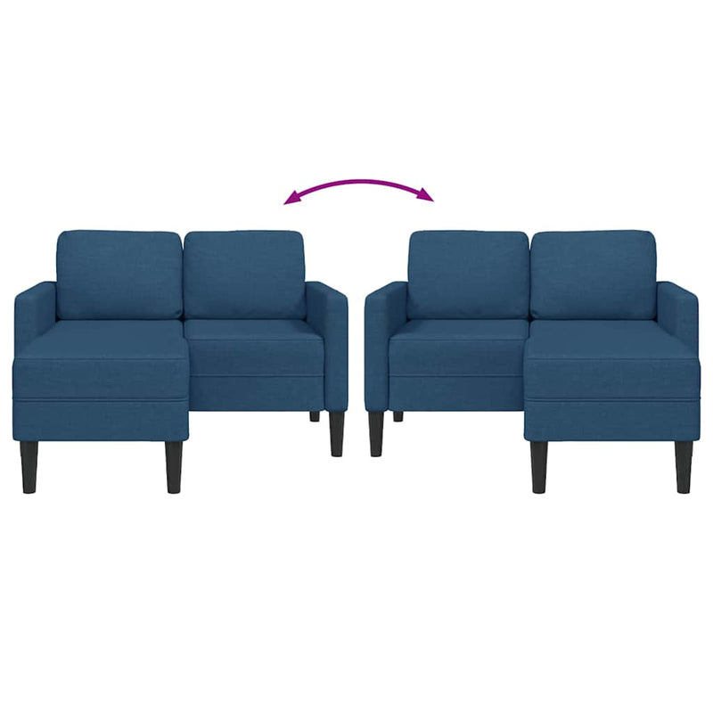 vidaXL kék anyagból 2 üléses kanapé L-alakú kanapéval 125 cm