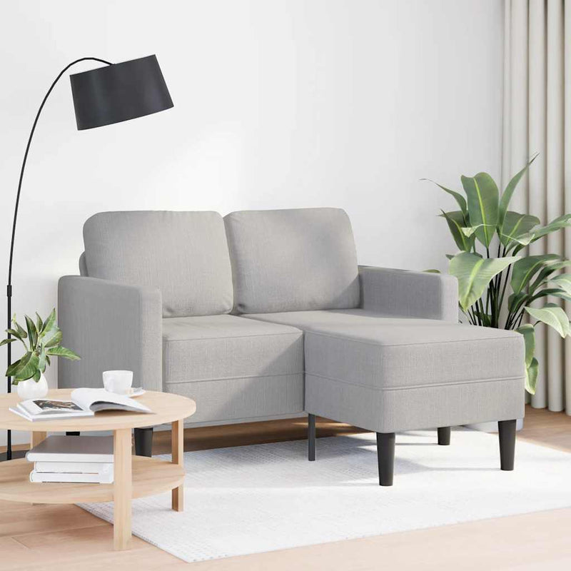 vidaXL felhőszürke anyagból 2 üléses kanapé L-alakú kanapéval 125 cm