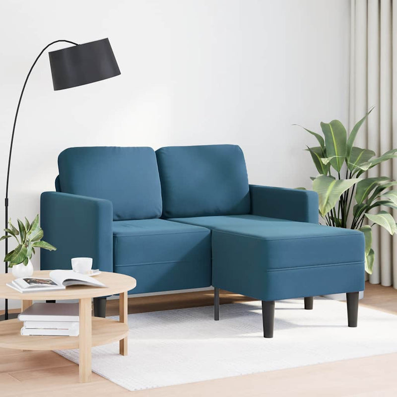vidaXL kék bársony 2 üléses kanapé L-alakú kanapéval 125 cm