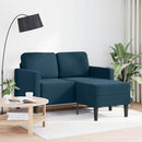 vidaXL kék bársony 2 üléses kanapé L-alakú kanapéval 125 cm