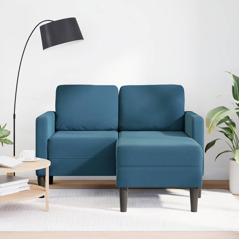 vidaXL kék bársony 2 üléses kanapé L-alakú kanapéval 125 cm