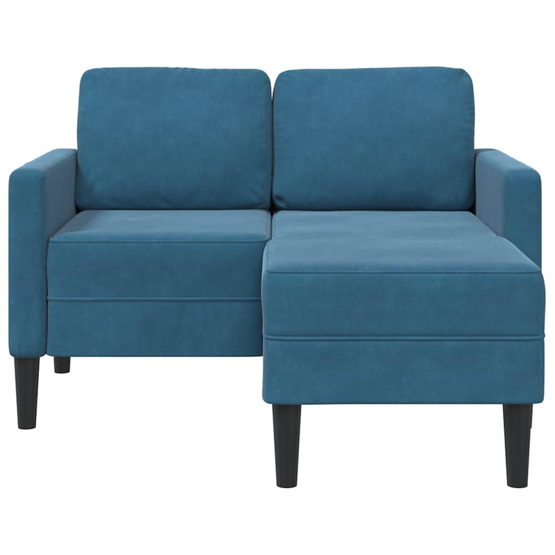vidaXL kék bársony 2 üléses kanapé L-alakú kanapéval 125 cm