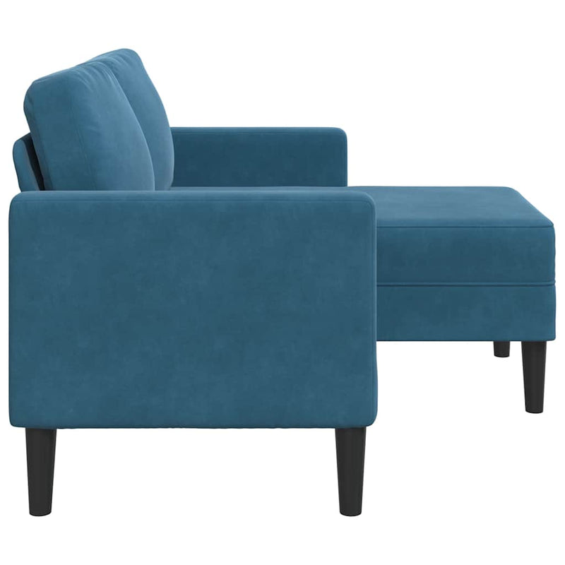 vidaXL kék bársony 2 üléses kanapé L-alakú kanapéval 125 cm