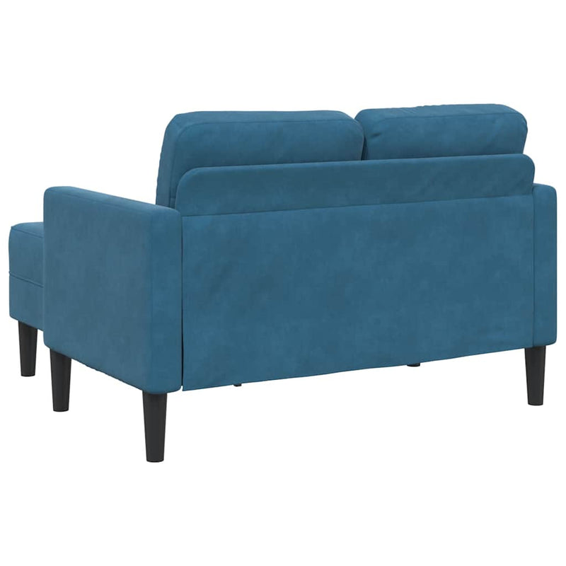 vidaXL kék bársony 2 üléses kanapé L-alakú kanapéval 125 cm