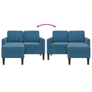 vidaXL kék bársony 2 üléses kanapé L-alakú kanapéval 125 cm