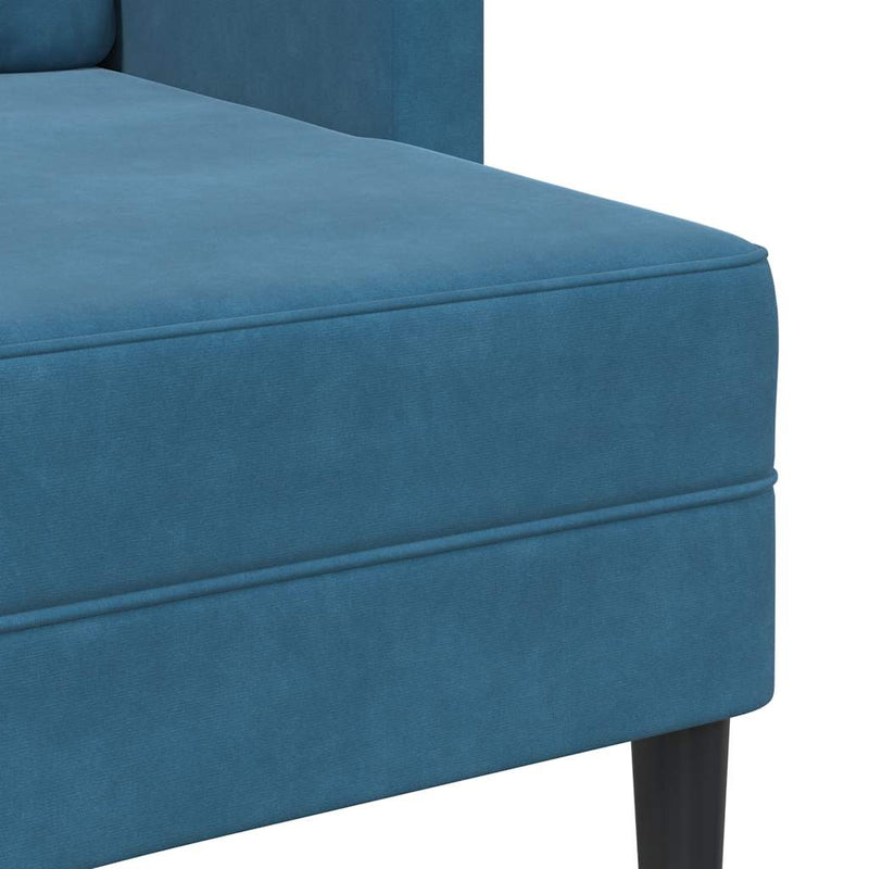 vidaXL kék bársony 2 üléses kanapé L-alakú kanapéval 125 cm