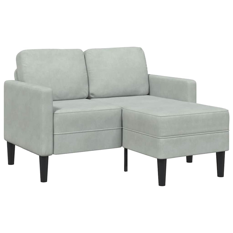 vidaXL világosszürke bársony 2 üléses kanapé L-alakú kanapéval 125 cm