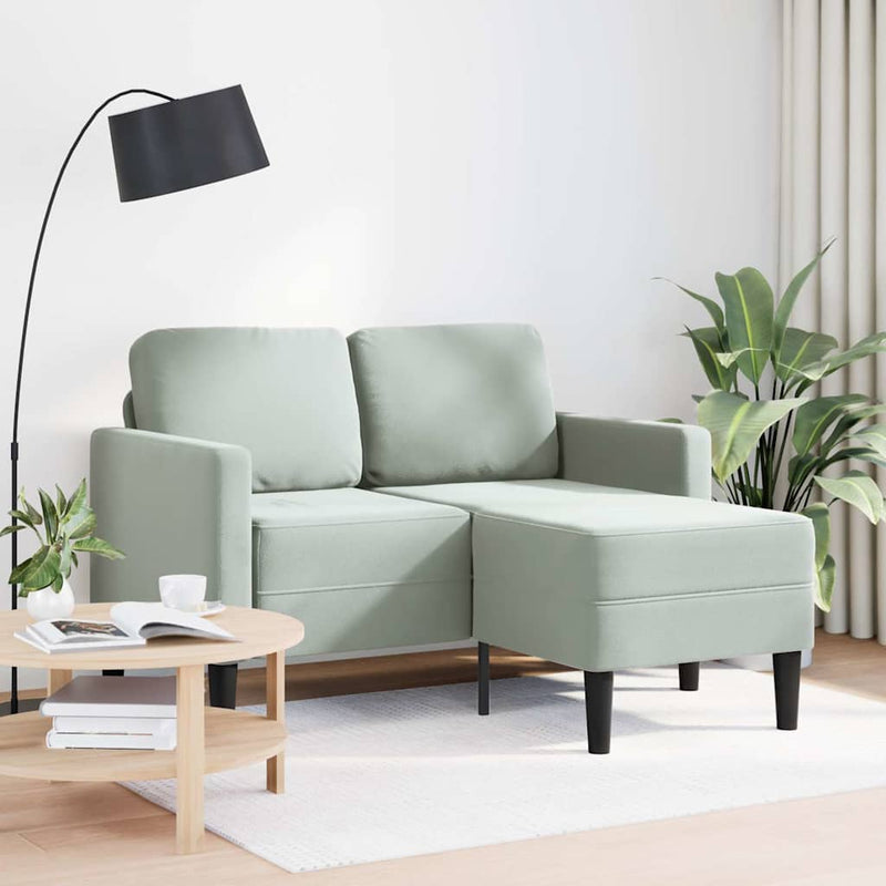 vidaXL világosszürke bársony 2 üléses kanapé L-alakú kanapéval 125 cm