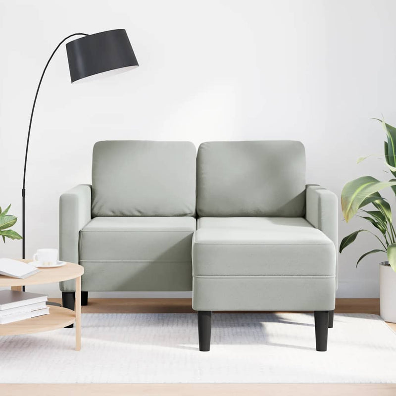 vidaXL világosszürke bársony 2 üléses kanapé L-alakú kanapéval 125 cm