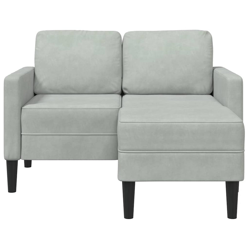 vidaXL világosszürke bársony 2 üléses kanapé L-alakú kanapéval 125 cm