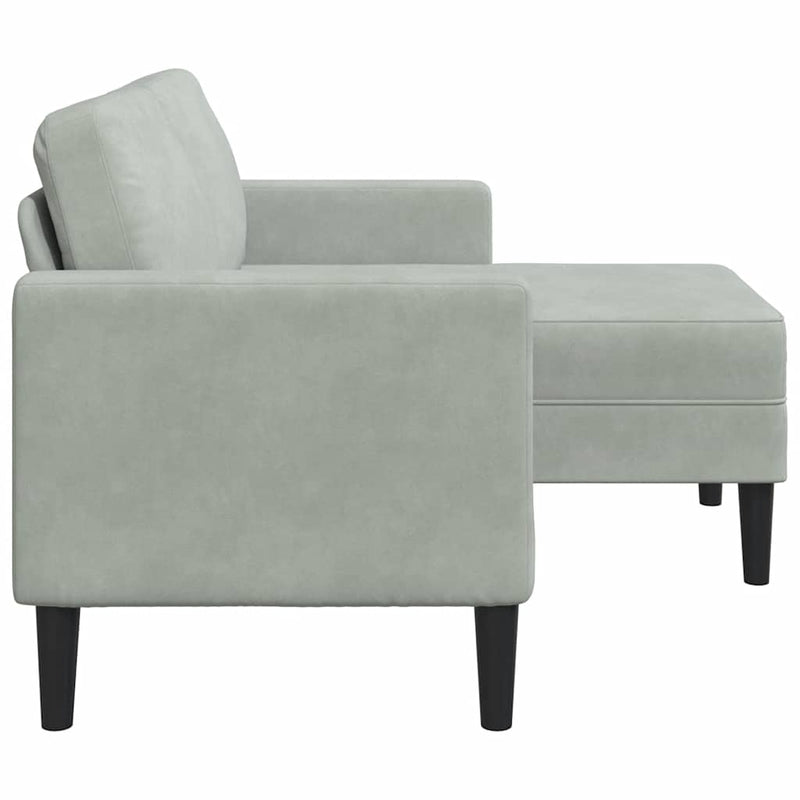 vidaXL világosszürke bársony 2 üléses kanapé L-alakú kanapéval 125 cm