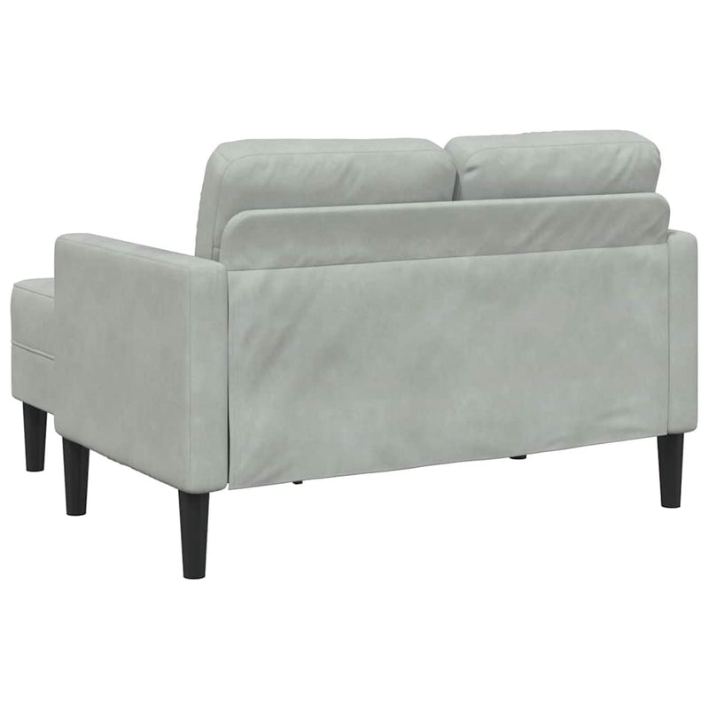 vidaXL világosszürke bársony 2 üléses kanapé L-alakú kanapéval 125 cm
