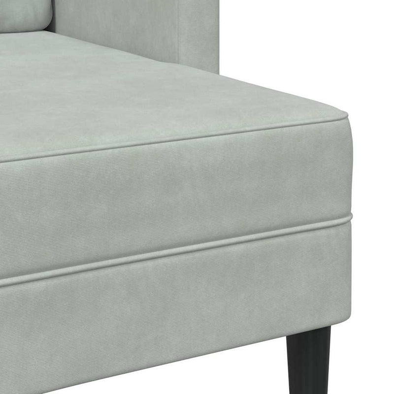 vidaXL világosszürke bársony 2 üléses kanapé L-alakú kanapéval 125 cm