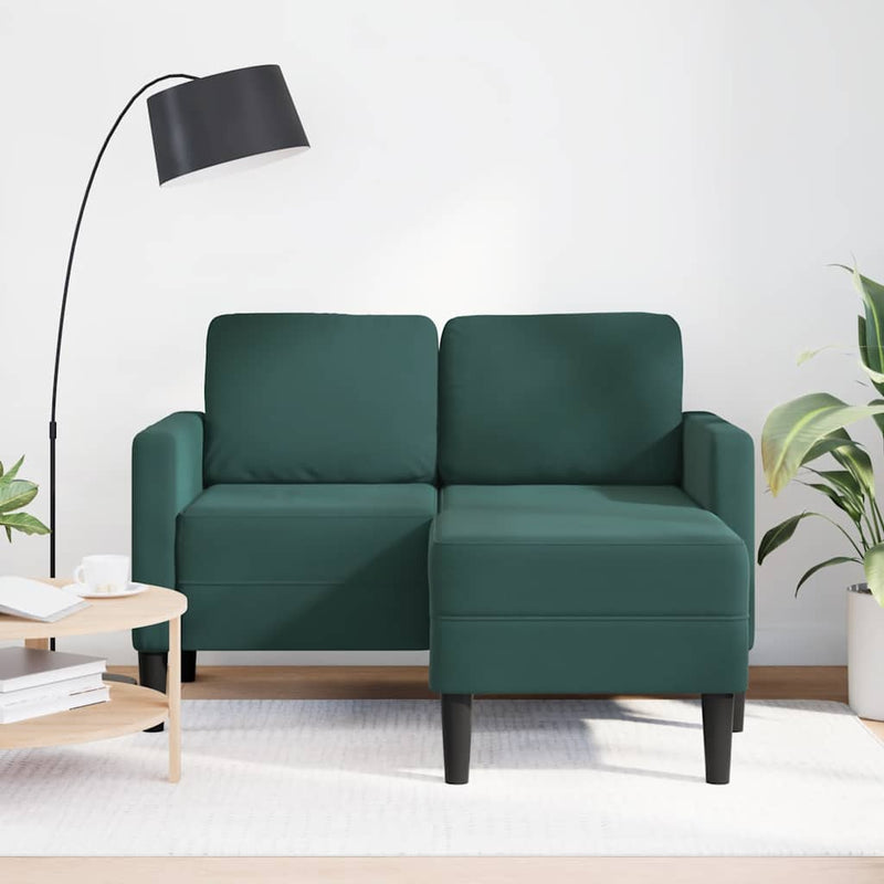 vidaXL sötétzöld bársony 2 üléses kanapé L-alakú kanapéval 125 cm