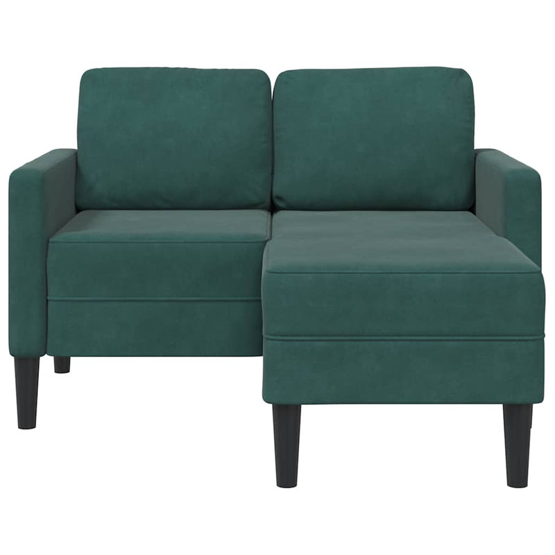vidaXL sötétzöld bársony 2 üléses kanapé L-alakú kanapéval 125 cm