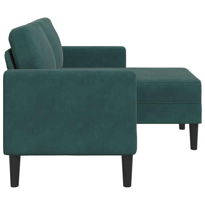 vidaXL sötétzöld bársony 2 üléses kanapé L-alakú kanapéval 125 cm